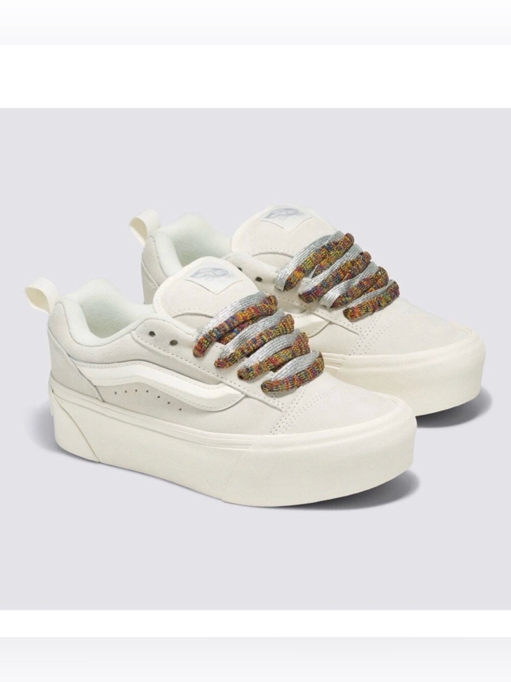 Vans Knu Stack Platform Vintage Suede Marshmallow Unisex Sneakers Sz W 6 M 5 NEW